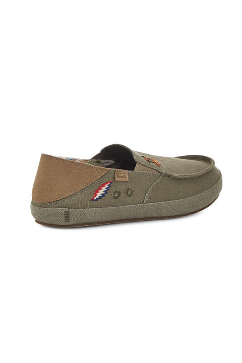 Sanuk Twinny ST X Grateful Dead Sidewalk Surfers - Olive - Right Side From Back