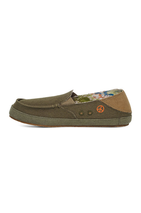 Sanuk Women's Twinny ST X Grateful Dead Sidewalk Surfers - Olive - Left Side