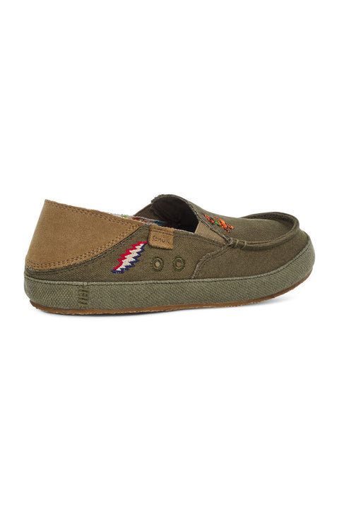 Sanuk Women's Twinny ST X Grateful Dead Sidewalk Surfers - Olive - Back Right