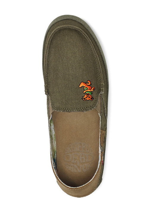 Sanuk Women's Twinny ST X Grateful Dead Sidewalk Surfers - Olive - Top View