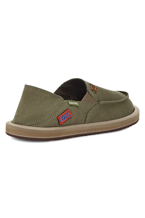 Sanuk Youth Sidewalk Surfers X Grateful Dead - Olive - Back Right