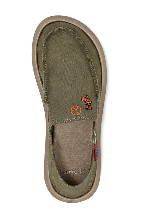 Sanuk Youth Sidewalk Surfers X Grateful Dead - Olive - Top View
