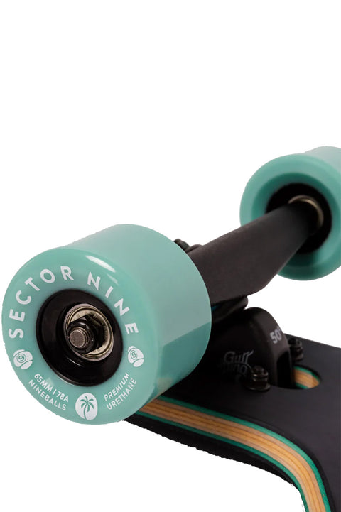 Sector 9 Bintang Bend Complete Skateboard- Close up on wheels