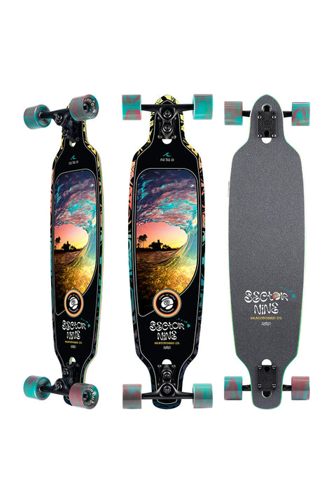 Sector 9 Fractal Shave Ice Complete Skateboard- Three different views of board