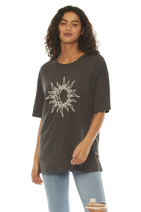 SisstrEvolution Eclipse S/S Oversized Knit Tee - Charcoal