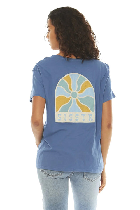 SisstrEvolution Radiate S/S Boyfriend Knit Tee - Blueberry - Back