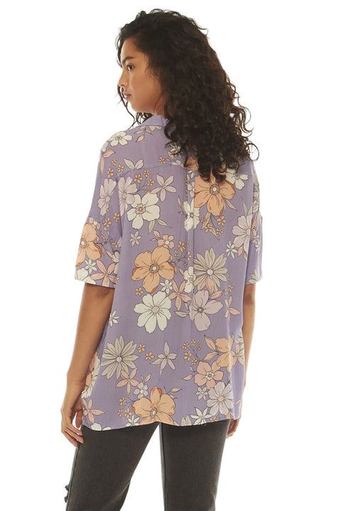 SisstrEvolution Stay Stoked S/S Woven Top - Lilac Smoke - Back