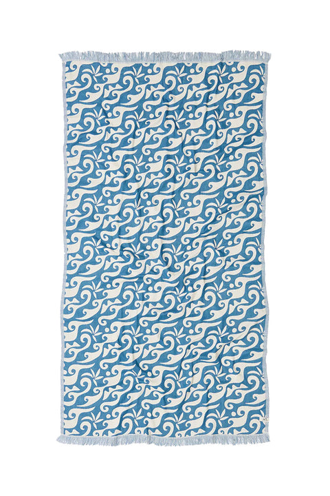 Slowtide Bailey Driftweave Turkish Towel - Salt Water-Full view