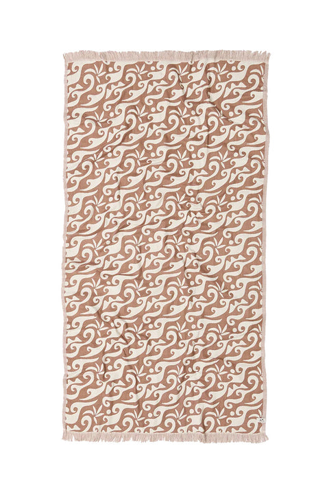 Slowtide Bailey Driftweave Turkish Towel - Toast- Full view