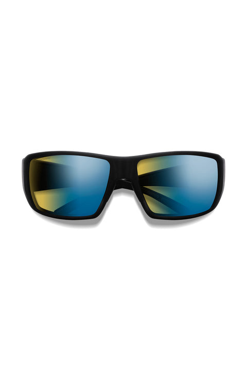 Smith Guide's Choice Sunglasses - Matte Black / ChromaPop Glass Polarchromic Yellow Blue Mirror- Front folded down