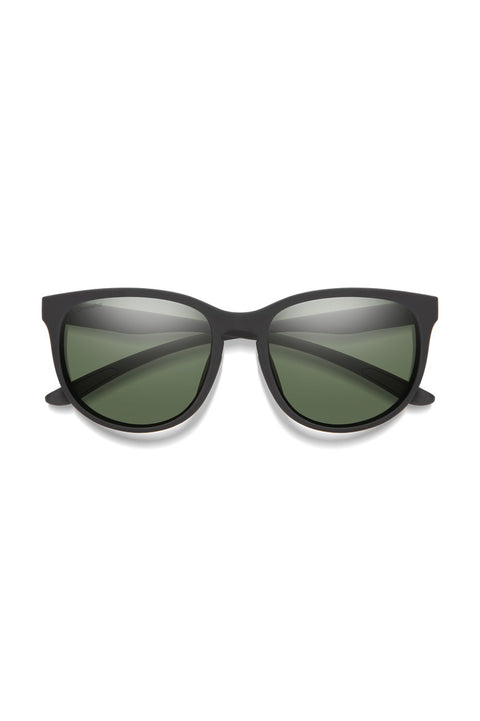 Smith Lake Shasta Sunglasses - Matte Black / ChromaPop Polarized Gray Green- Front folded down
