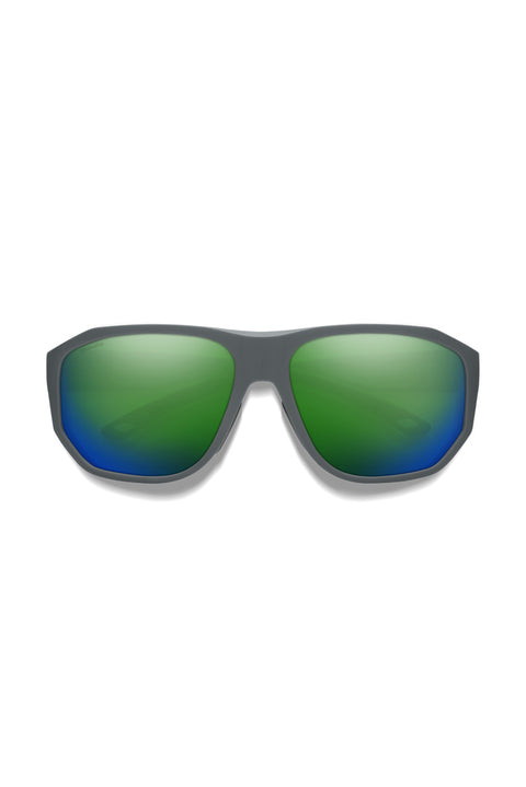 Smith Outrigger Sunglasses - Matte Slate / ChromaPop Polarized Green Mirror- Front folded