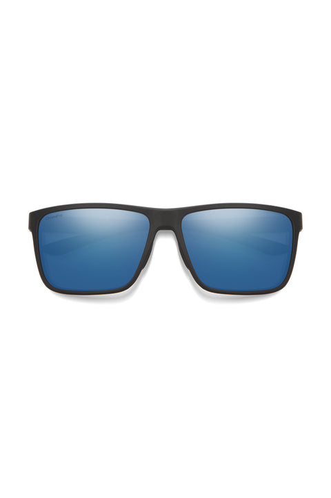 Smith Riptide Sunglasses - Matte Black / ChromaPop Glass Polarized Blue Mirror- Front folded