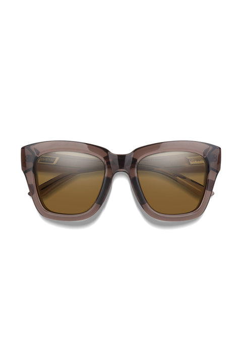 Smith Sway Sunglasses - Rosewood Crystal / ChromaPop Polarized Brown- Front folded