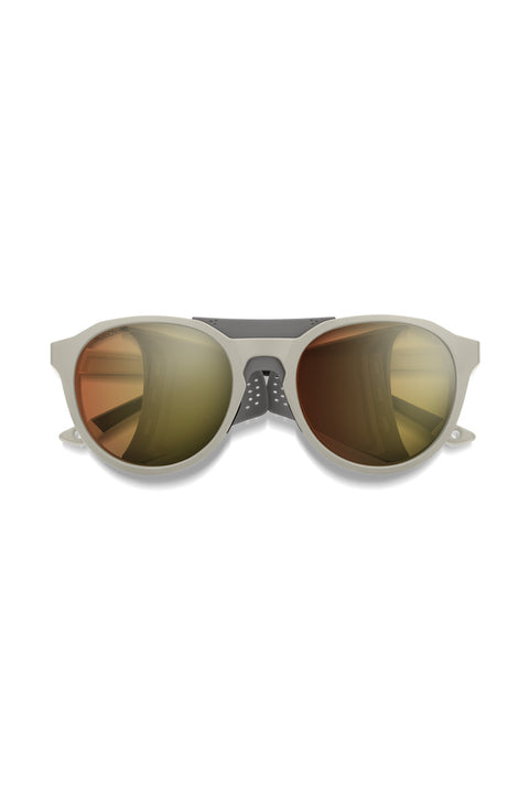 Smith Venture Sunglasses - Matte Bone / ChromaPop Glacier Photochromic Cooper Gold Mirror- Front folded