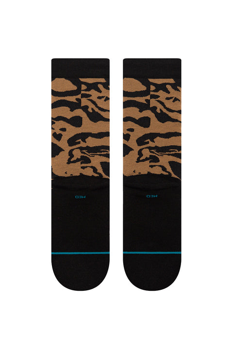 Stance Animalistic Crew Socks - Black / Brown- Bottom view
