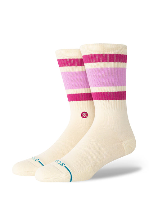 Stance Boyd Crew Socks - Lavender- Side view on feet