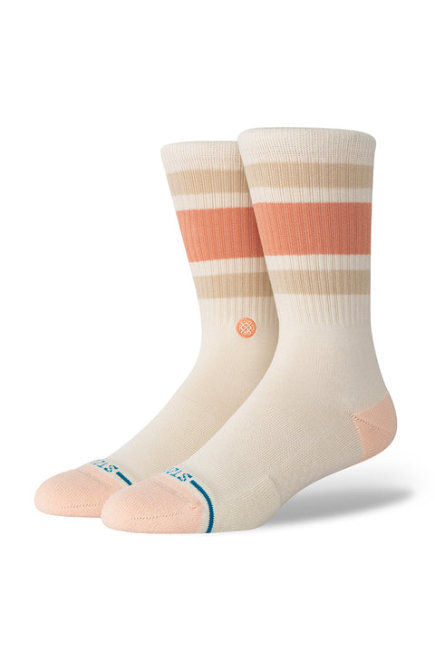 Stance Boyd Crew Sock - Peach- Side view on feet