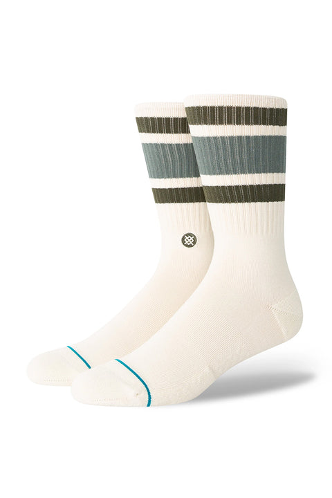 Stance Boyd Crew Socks - Vintage White- Side view on feet