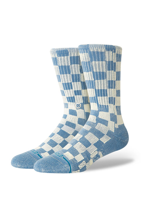 Stance Cruzer Crew Sock - Bluesteel- Side view on feet