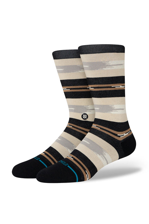 Stance Trail Bound Crew Socks - Black- Side view on feet