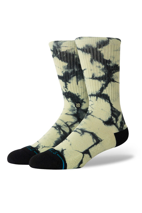 Stance Well Worn Socks - Green / Black- Side view on feet