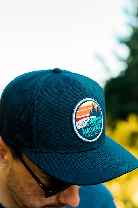 Moment Sunset Waves Patch Snapback Hat - Navy 0 2