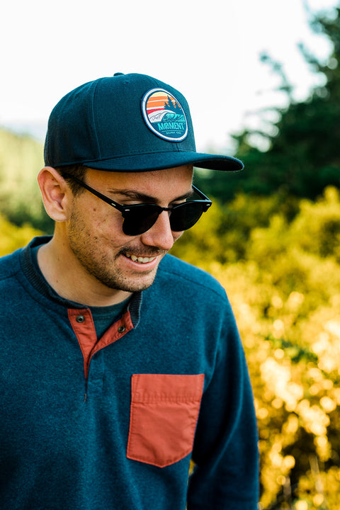 Moment Sunset Waves Patch Snapback Hat - Navy