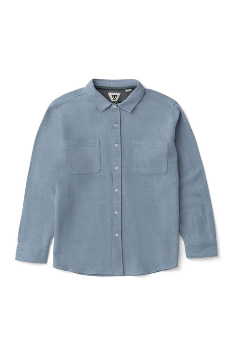 Vissla Shaper Eco L/S Flannel - Faded Denim- Front