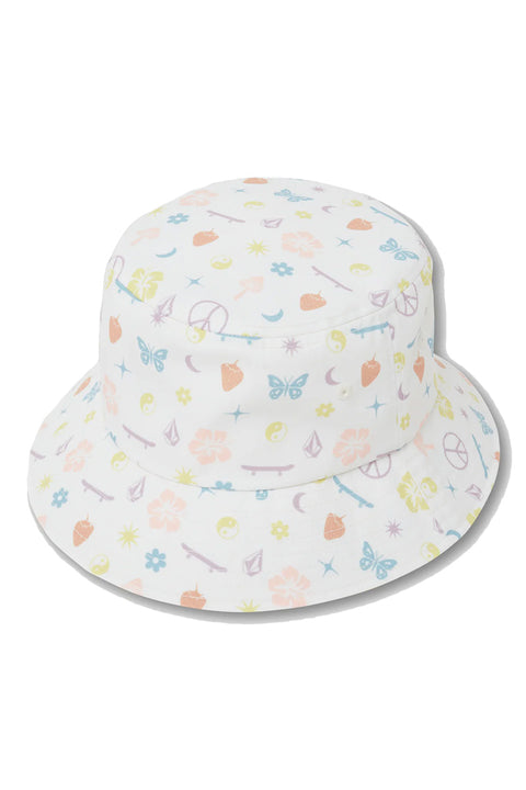 Volcom Girls Stickerbook Bucket Hat - Star White - Back
