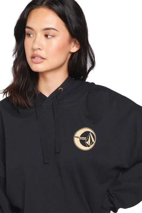 Volcom Gold In Hour Hoodie - Black- Close up on chest logo