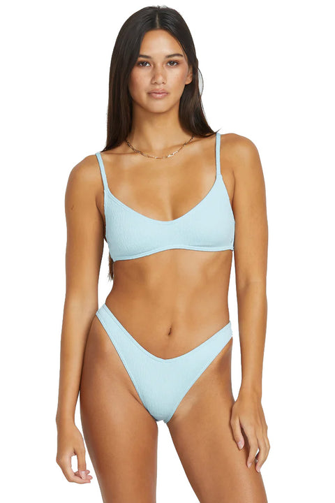 Volcom Pucker Up Scoop Crop Bikini Top - Cloud Blue- Close up on front