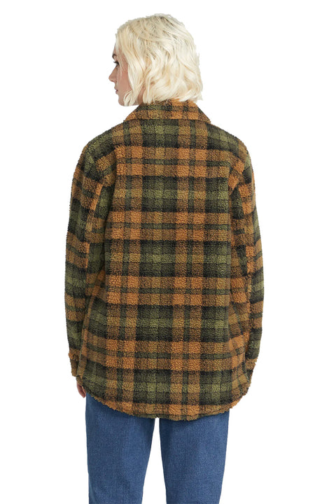 Volcom Silent Sherpa Plaid Jacket - Bronze - Back