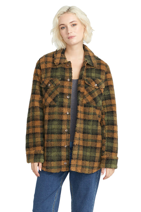 Volcom Silent Sherpa Plaid Jacket - Bronze