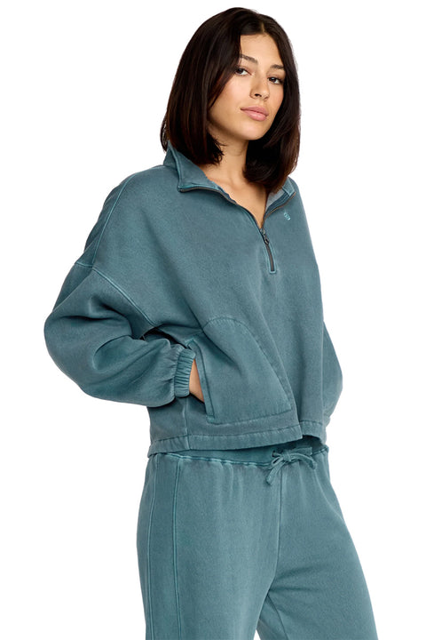 Volcom Stone Soft Quarter Zip Hoodie - Emerald Green- Side