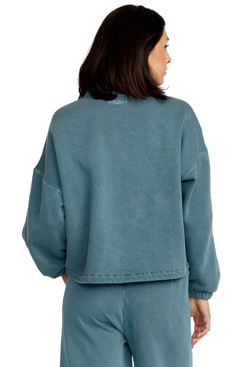 Volcom Stone Soft Quarter Zip Hoodie - Emerald Green- Back