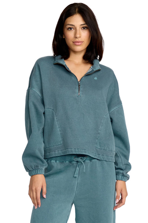 Volcom Stone Soft Quarter Zip Hoodie - Emerald Green- Front