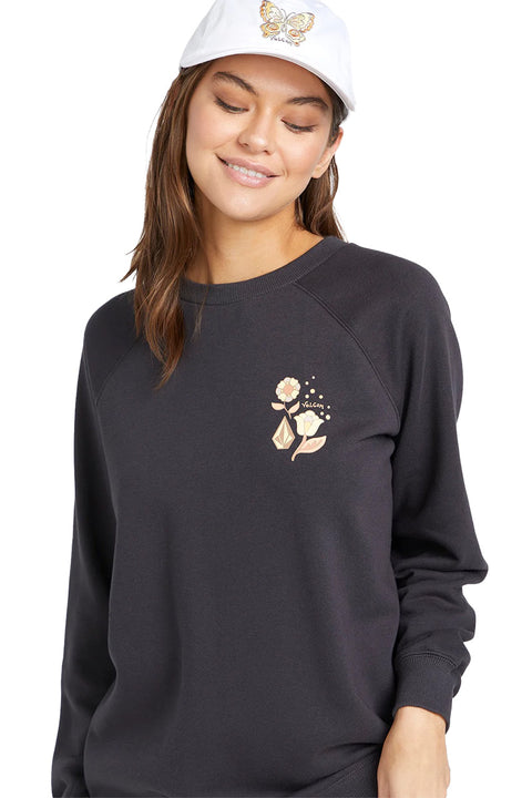 Volcom Sun Keep Magic Boyfriend Crew - Vintage Black - Front Detail