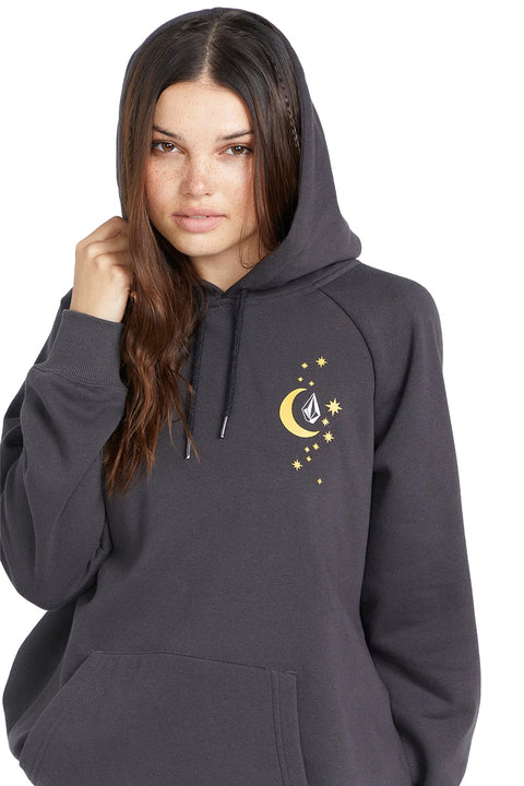 Volcom Truly Stoked Boyfriend Pullover Hoodie - Vintage Black - Closeup
