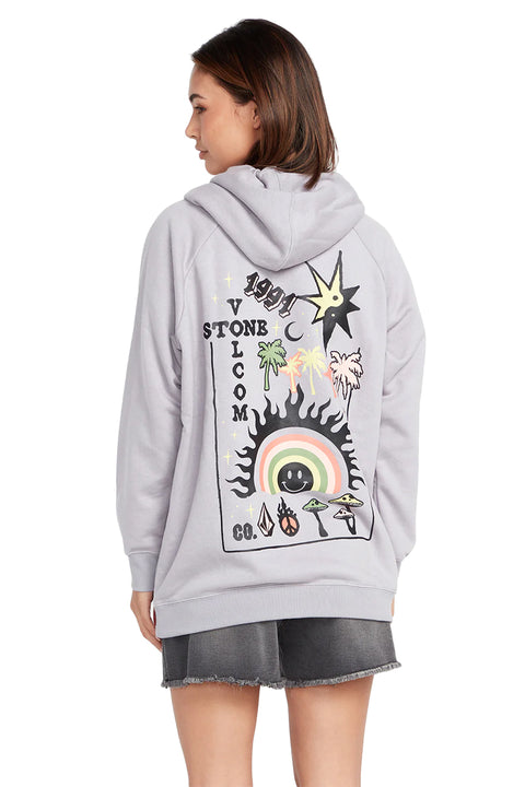 Volcom Truly Stoked Boyfriend Pullover Hoodie - Moonbeam - Back
