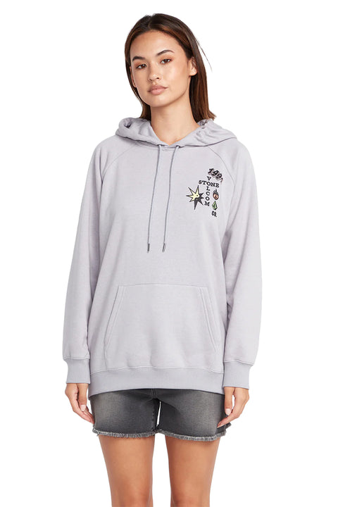 Volcom Truly Stoked Boyfriend Pullover Hoodie - Moonbeam