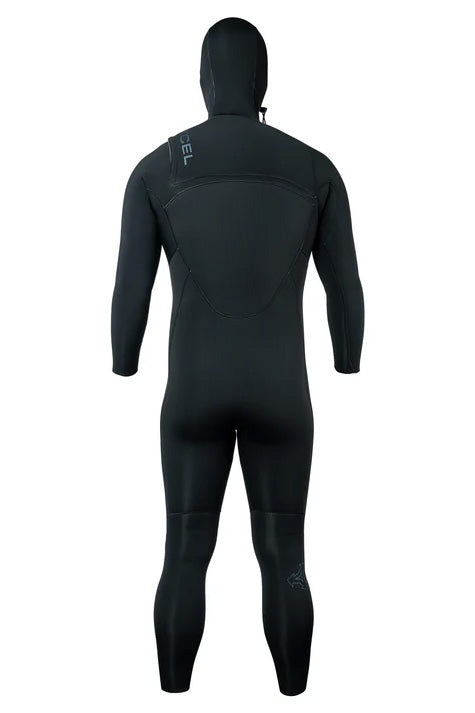 Xcel Axis Front Zip 5/4 Hooded Full Wetsuit - Black - Back View
