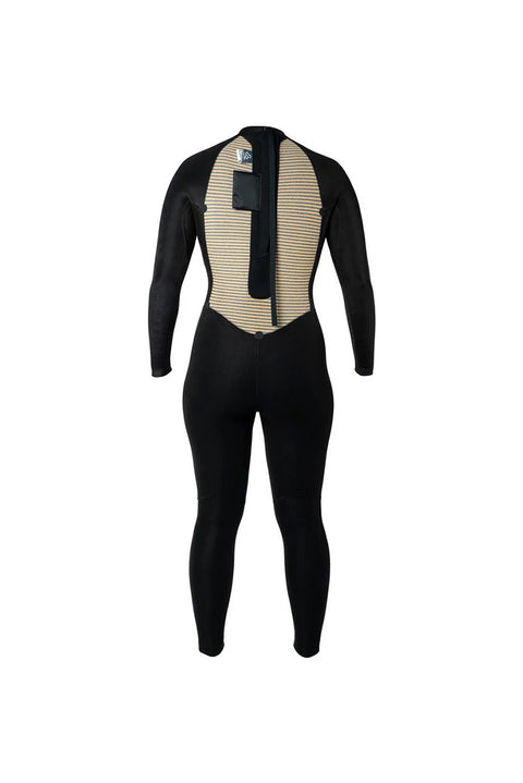Xcel Women's Axis 5/4mm Back Zip Full Wetsuit - Black / Palm Monstera Print- inside out back