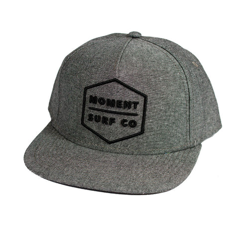 Moment Boxed Logo Flat Bill Hat - Grey