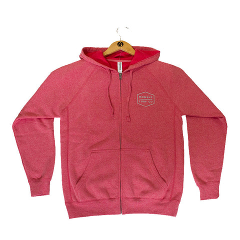 Moment Boxed Logo Zip Hoodie - Pomegranate