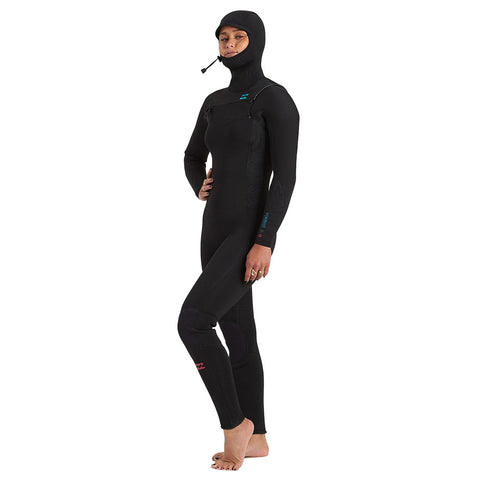Billabong Women's Synergy 5/4 Hooded Chest Zip Wetsuit - Black