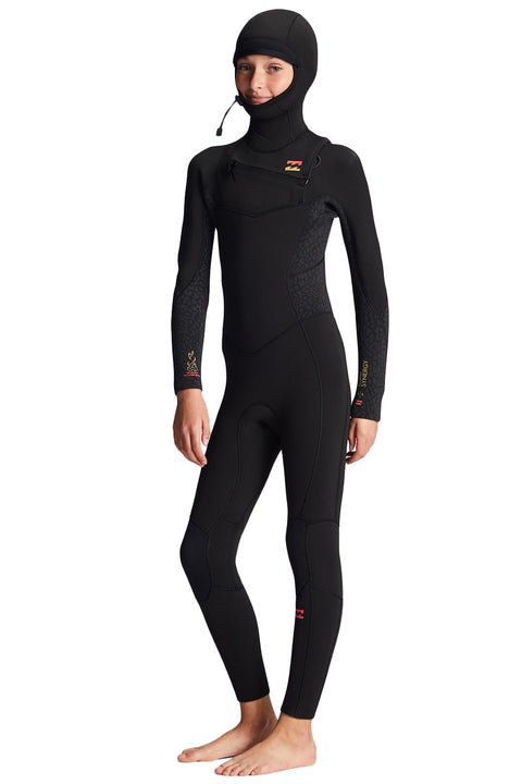 Billabong Girl's 5/4 Synergy CZ Hooded Wetsuit - Wild Black - Side