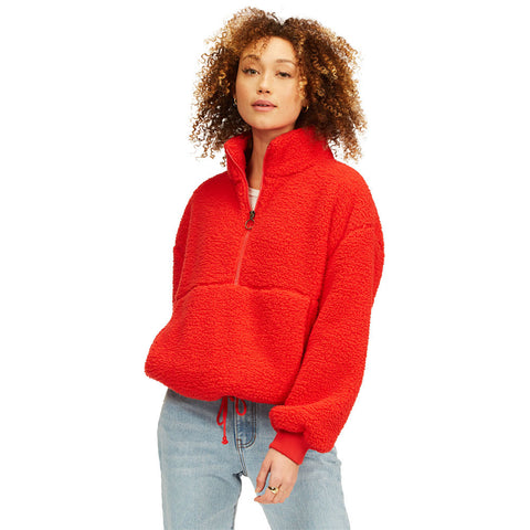 Billabong Time Off Half-Zip Fleece Pullover - Red Velvet