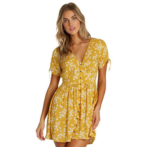 Billabong Twirl Twist Dress - Burnt Gold