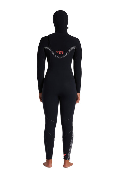 Billabong Women's Furnace 5/4 Chest Zip Hooded Wetsuit - Midnight Trails - Back